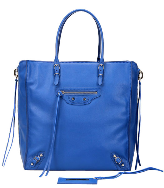 Balenciaga Piccolo Papier A5 Sea Blue Leather Anglaise Borsa